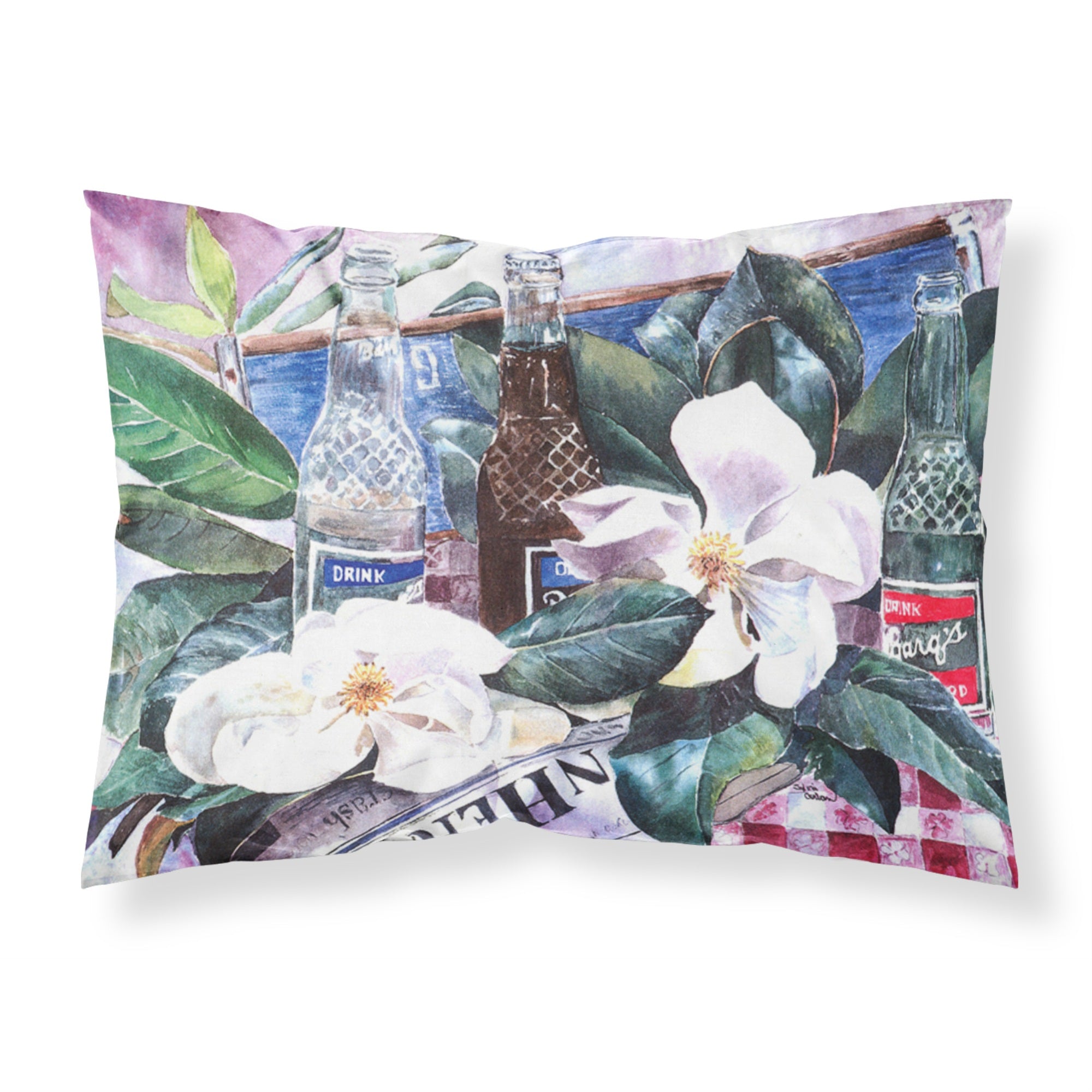 Carolines Treasures 1009PILLOWCASE Bars And Magnolia Moisture Wicking Fabric Standard Pillowcase, Large, Multicolor