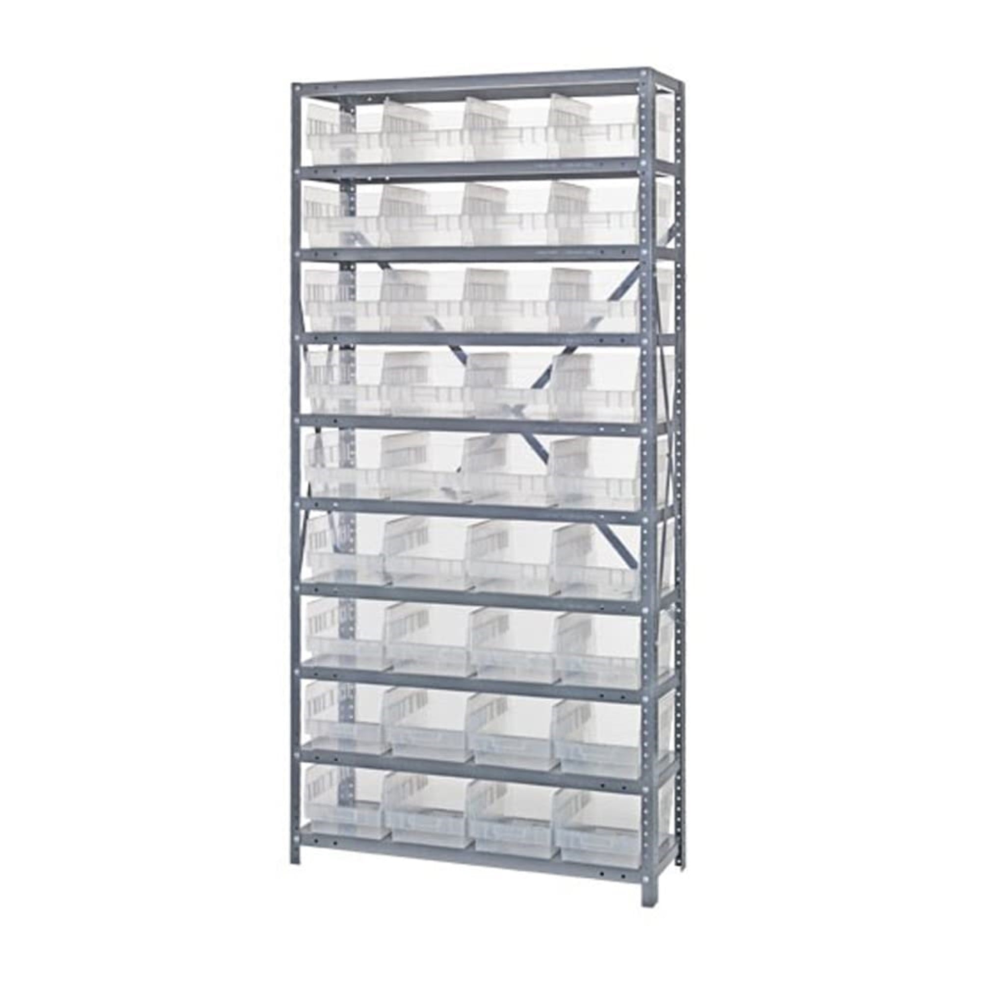 Quantum Storage Systems 1275-207RD Store More Steel Shelving Unit with 6 Shelf Bins, 12 D x 36 W x 75 H, Red
