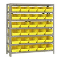 Quantum Storage Systems 1839-104YL Steel Shelving Unit with 4 Shelf Bins, 18 D x 36 W x 39 H, Yellow