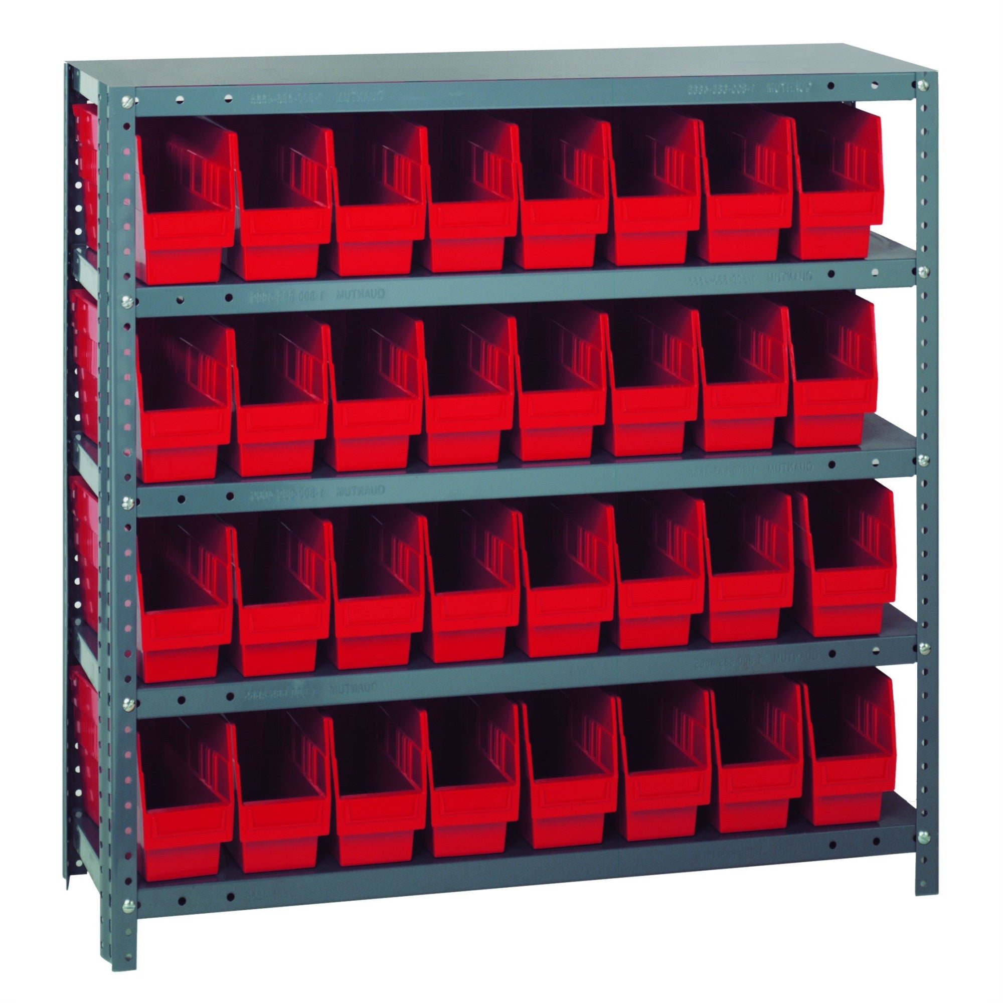 Quantum Storage Systems 1839-203RD Store More Steel Shelving Unit with 6 Shelf Bins, 18 D x 36 W x 39 H, Red