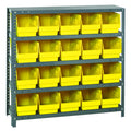 Quantum Storage Systems 1839-204YL Store More Steel Shelving Unit with 6 Shelf Bins, 18 D x 36 W x 39 H, Yellow