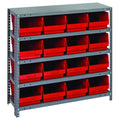 Quantum Storage Systems 1839-208RD Store More Steel Shelving Unit with 6 Shelf Bins, 18 D x 36 W x 39 H, Red