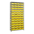 Quantum Storage Systems 1875-108YL Steel Shelving Unit with 4 Shelf Bins, 18 D x 36 W x 75 H, Yellow