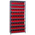 Quantum Storage Systems 1875-203RD Store More Steel Shelving Unit with 6 Shelf Bins, 18 D x 36 W x 75 H, Red