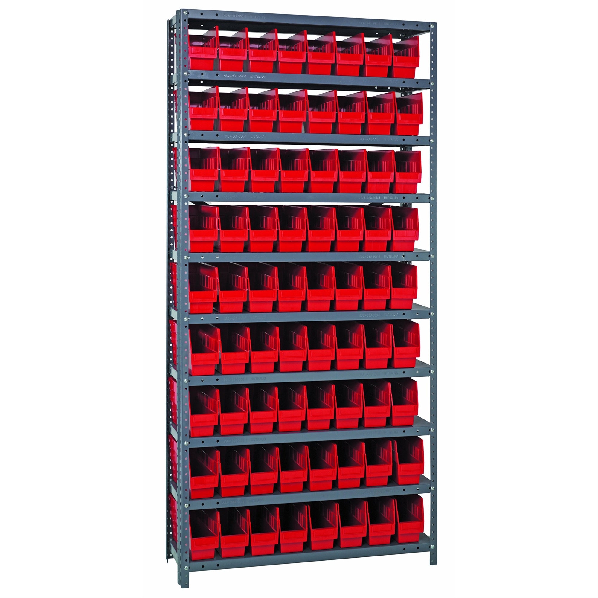 Quantum Storage Systems 1875-203RD Store More Steel Shelving Unit with 6 Shelf Bins, 18 D x 36 W x 75 H, Red