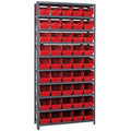 Quantum Storage Systems 1875-204RD Store More Steel Shelving Unit with 6 Shelf Bins, 18 D x 36 W x 75 H, Red