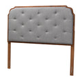 Baxton Studio Shanti Classic and Traditional Grey Fabric and Walnut Brown Finished Wood King Size Headboard