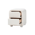 Baxton Studio Bonilla Modern White Teddy-Bear Fabric and Rubberwood 2-Drawer Nightstand