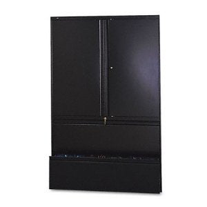 HON 800 Series 42-Inch Storage Cabinet with 2-Drawer Lateral File, Black