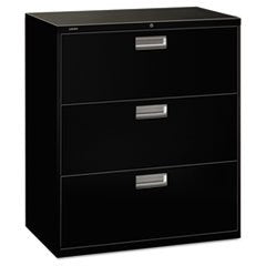 HON 600 Series Standard Lateral Files w/Locks-3 Drawer Lateral File W/Lock, 36x19-1/4x40-7/8, Black