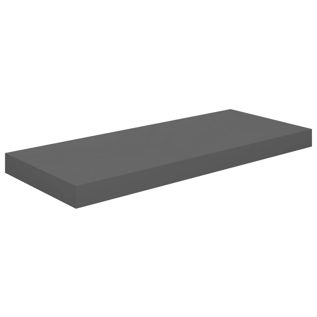 vidaXL Floating Wall Shelf - High Gloss Gray 23.6x9.3x1.5, Honeycomb MDF & Metal Frame, Invisible Mounting System, Modern Decora
