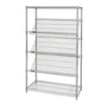 Quantum Storage Systems 2448SL6C 5-Tier Stationary Wire Shelving Unit with 3 Slanted Shelves, Chrome Finish, 400 lb. load capaci