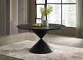 Haven 59inch Round Ebony Black Pedestal Dining Table with Hourglass Base