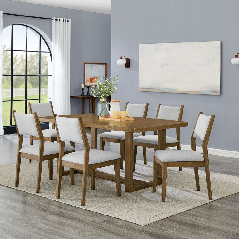 Darla 7Pc 72 Rectangular Walnut Oak Finish Sled Dining Set