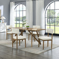 Darla 5Pc 70W Rectangular Walnut Oak Geometric Cross Base Dining Set
