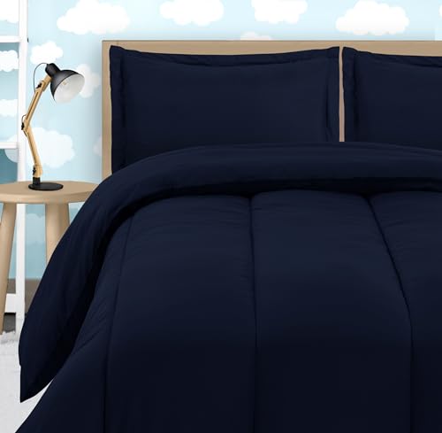 Utopia Bedding All Season Navy Comforter Set with 2 Pillow Cases, 3 Piece Soft Brushed Microfiber Kids Bedding Set for Boys/Girl