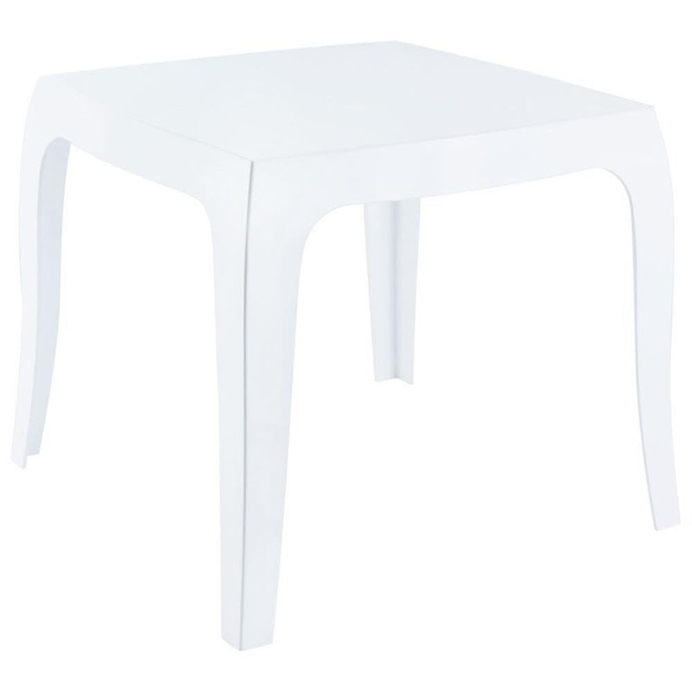 Compamia Queen Polycarbonate Patio Side Table in Glossy White, Commercial Grade