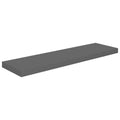 vidaXL High Gloss Gray Floating Wall Shelf - Modern Style, Honeycomb MDF and Metal Construction, Invisible Mounting, 35.4x9.3x1.
