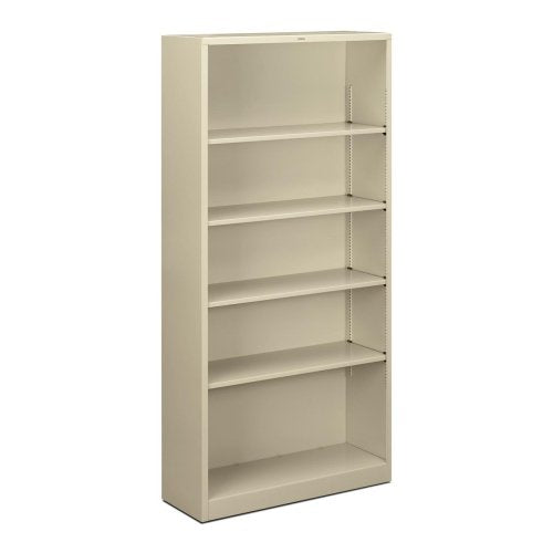 HON Steel Bookcases-5 Shelf Metal Bookcase, 34-1/2Wx12-5/8Dx71, Putty