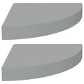vidaXL Floating Corner Shelves 2 pcs Gray - Modern Honeycomb MDF Wall Mount Shelves for Books, Decor & Photos - Size 9.8x9.8x1.5