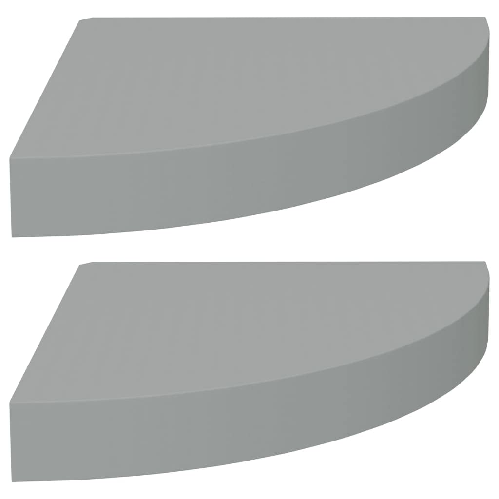 vidaXL Floating Corner Shelves 2 pcs Gray - Modern Honeycomb MDF Wall Mount Shelves for Books, Decor & Photos - Size 9.8x9.8x1.5