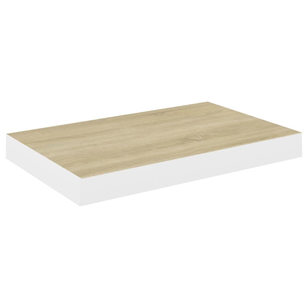 vidaXL Floating Wall Shelf in Oak and White - 15.7 x 9.1 x 1.5 | Durable Honeycomb MDF and Metal Frame | Easy Installation with 