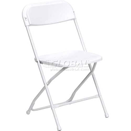 Plastic Folding Chair, 800 lbs. Capacity, White - Lot of 10