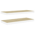vidaXL Modern Floating Wall Shelves, Honeycomb MDF with Metal Reinforcement, 2 pcs in Oak and White, Ideal for Displaying Awards