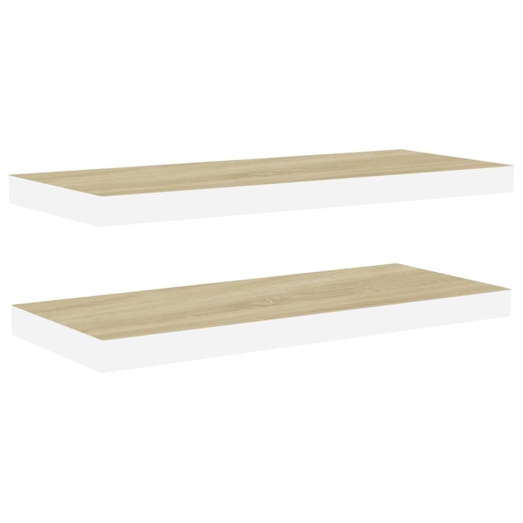 vidaXL Modern Floating Wall Shelves, Honeycomb MDF with Metal Reinforcement, 2 pcs in Oak and White, Ideal for Displaying Awards