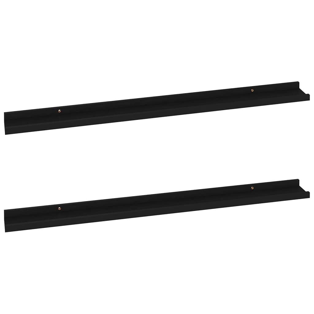 vidaXL Black Wall Shelves 2 pcs - Versatile 39.4x3.5x1.2 MDF Storage Solutions for Modern Home Decor