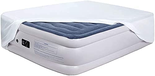 Bedecor Fitted Sheet for Air Mattress Inflate Without Disassembly Convenient & Firm Deep up to 21 White -Full