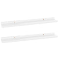 vidaXL Wall Mounted Shelves, Pair of 2, High Gloss White, 23.6x3.5x1.2 - Durable MDF Material - Ideal for Books, Decorations, an