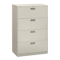 HON 600 Series Standard Lateral Files w/Locks-4 Drawer Lateral File W/Lock, 36x19-1/4x53-1/4, Putty