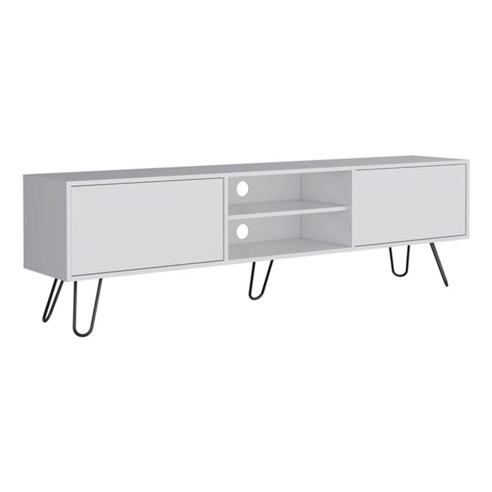 Tuhome Vassel TV Stand Entertainment Unit with Hinged Drawers and Hairpin Legs