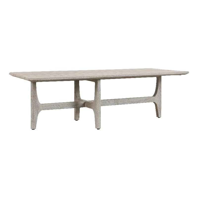 Kosas Home Dawn Rectangle Teak Wood Outdoor Coffee Table in Matte Gray