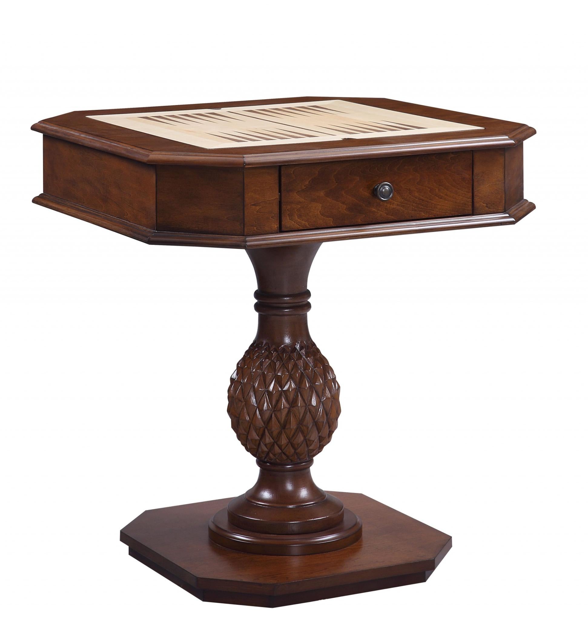 28 X 28 X 30 Cherry Wood Poly-Resin Game Table