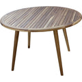 37 Round Compact Teak Dining Table In Natural Finish