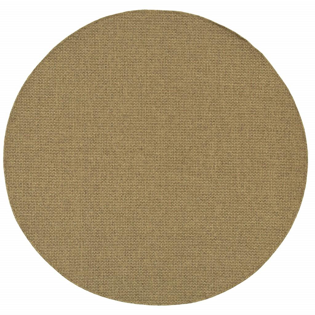 8 Round Solid Tan Indoor Outdoor Area Rug