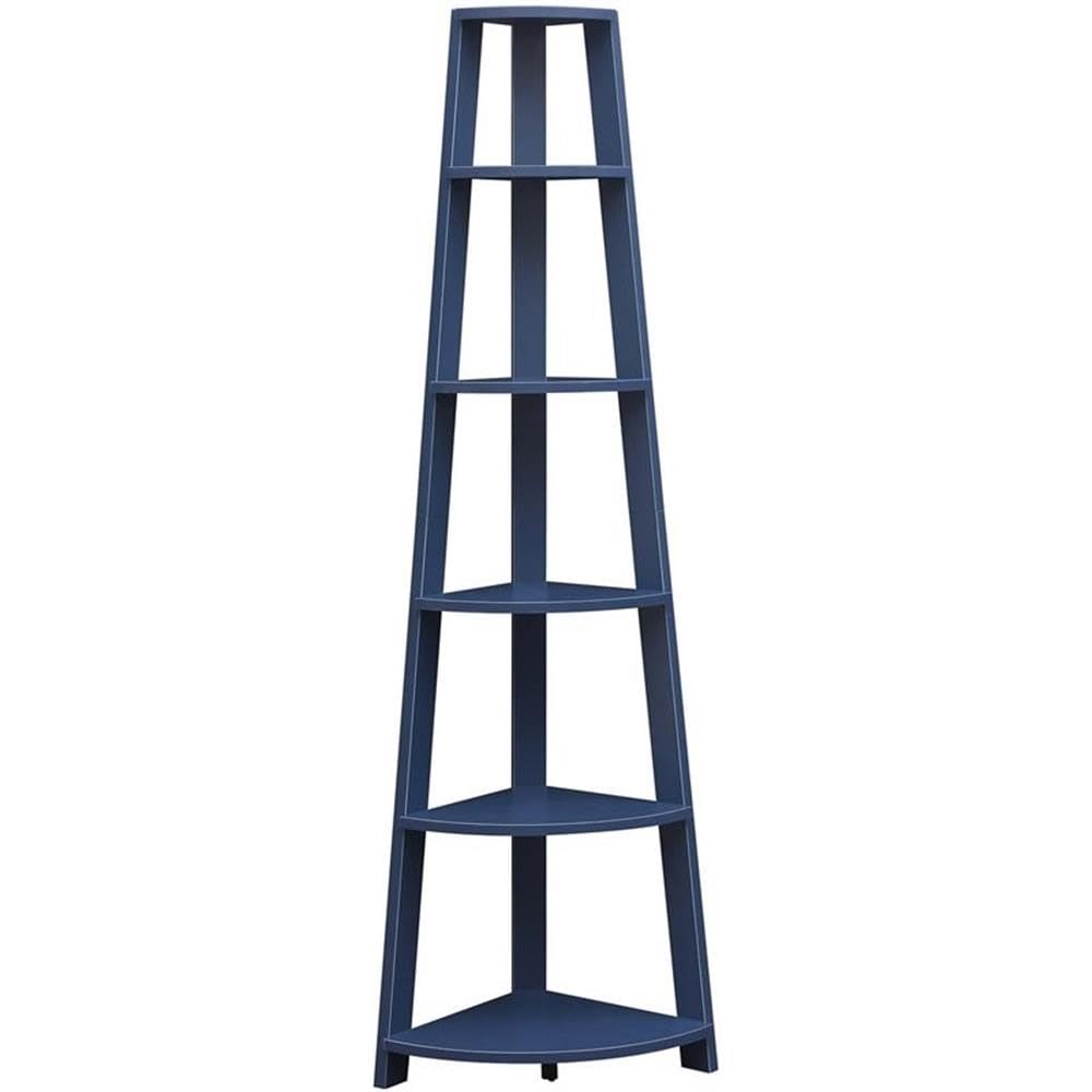 Convenience Concepts Newport 6 Tier Corner Bookshelf, Cobalt Blue