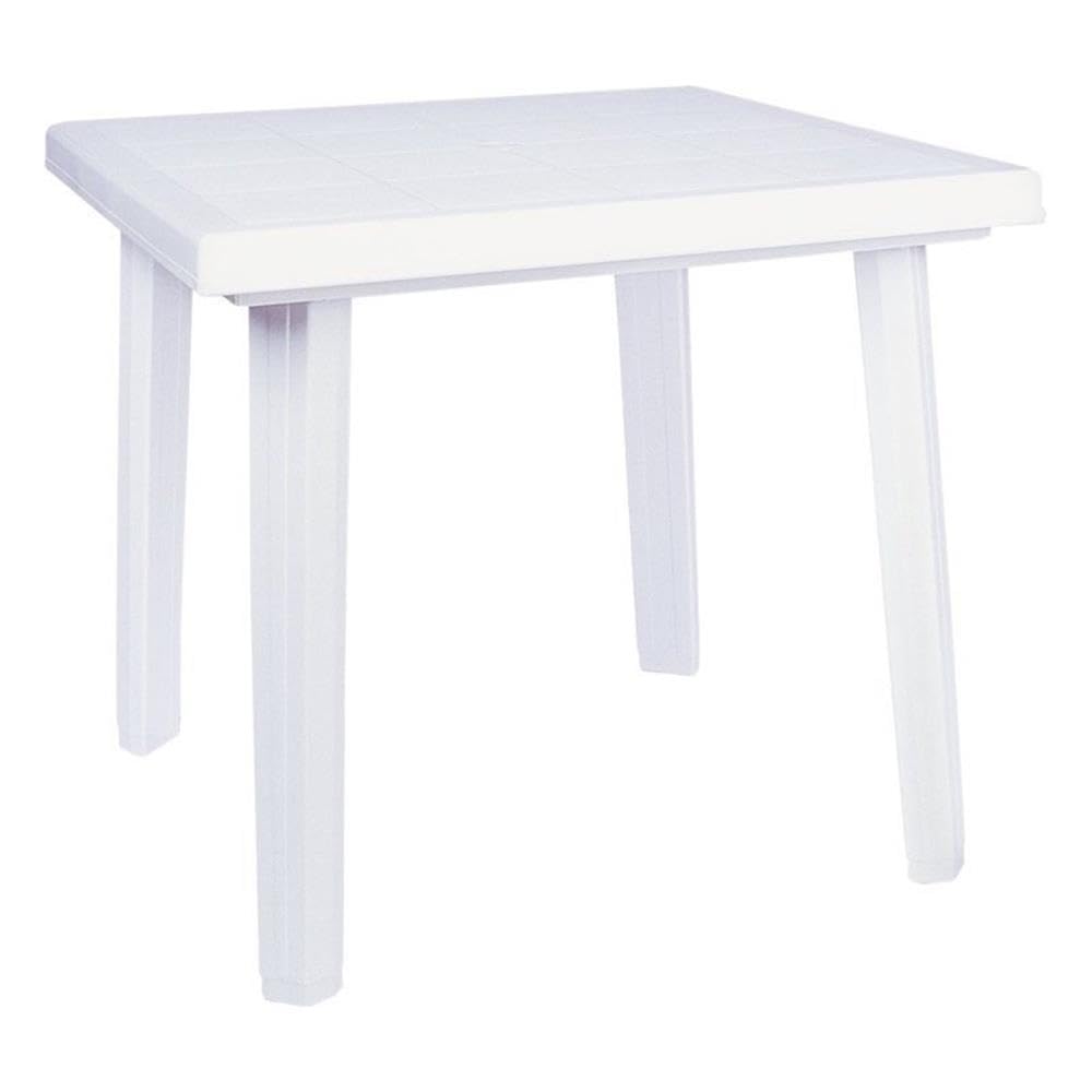 Compamia Cuadra 31 Square Resin Patio Dining Table in White, Commercial Grade