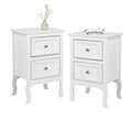 Bonnlo White Nightstand Set of 2, Nightstands with 2 Drawers, Bed Side Table/Night Stand, Small Nightstand for Bedroom, Small Sp
