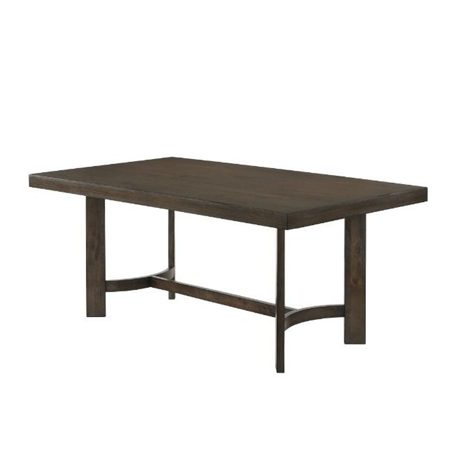 Benjara Dining Table with Rectangular Top and Curved Base, Brown