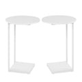 HDANI C Shaped End Table Set of 2,Couch Side Table That Slide Under,C Table End Table for Livingroom,Bedroom, Office (White)