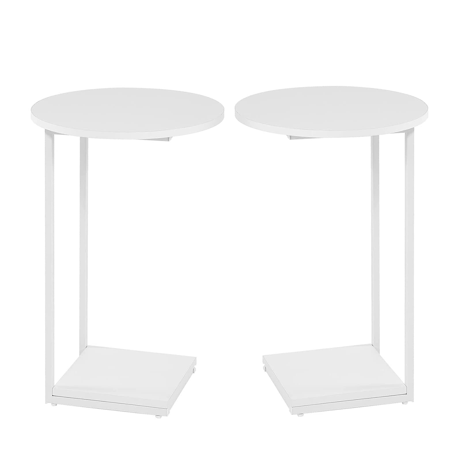 HDANI C Shaped End Table Set of 2,Couch Side Table That Slide Under,C Table End Table for Livingroom,Bedroom, Office (White)
