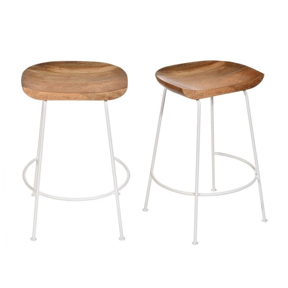 Carolina Classic Diya 24.5 Counter Stool in Natural and White (Set of 2)