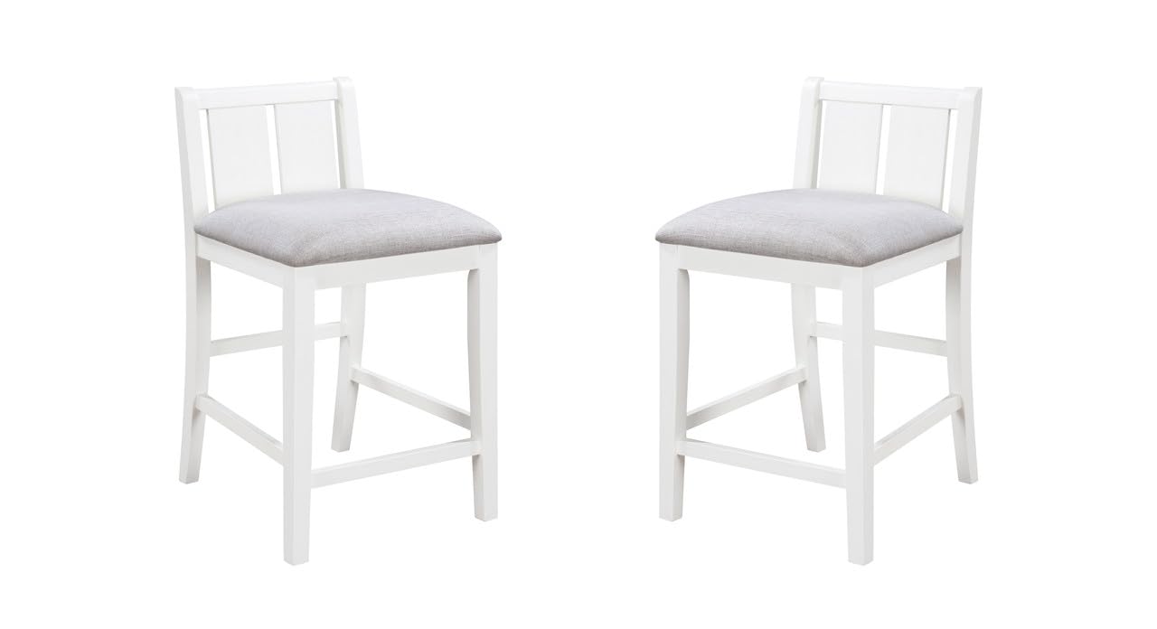 Graham Set of 2 White Finish Upholstered Seat Counter Height Chair