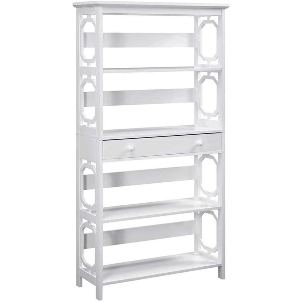 Convenience Concepts Omega 5 Tier Bookcase with Drawer, White