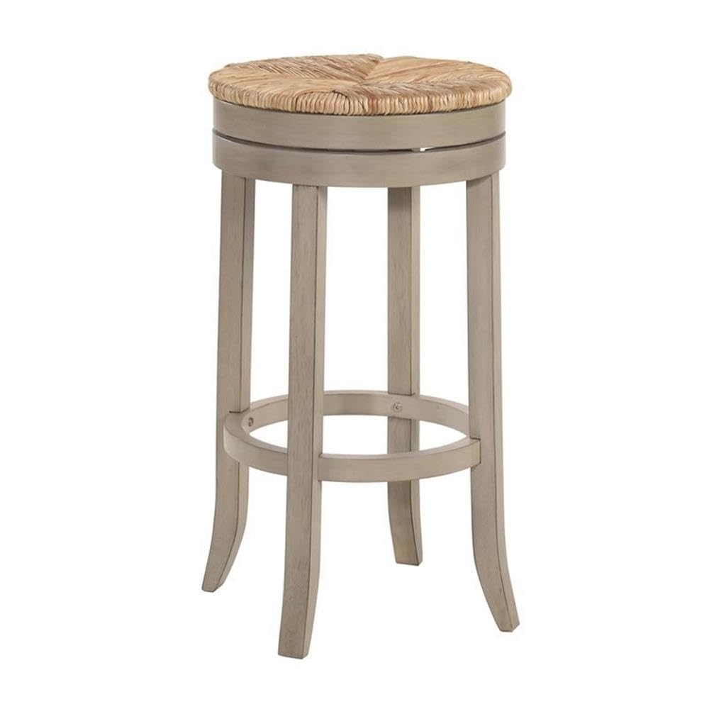 Carolina Classic Irving 30 Weathered Gray Wood and Rush Swivel Bar Stool