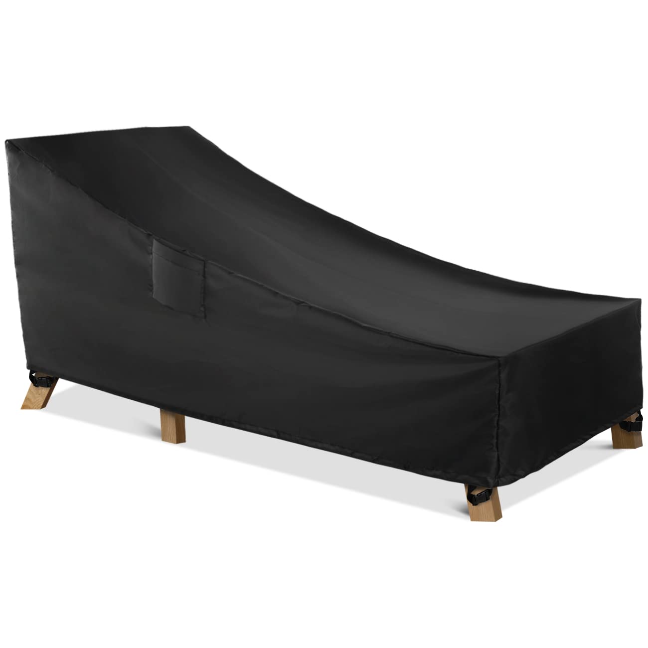 WLEAFJ Patio Chaise Lounge Cover Waterproof, Heavy Duty Outdoor Lounge Chair Covers, Black Durable Patio Furniture Covers, 78L x