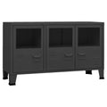 vidaXL Industrial Black Sideboard 105 x 35 x 62 cm in Metal and Glass